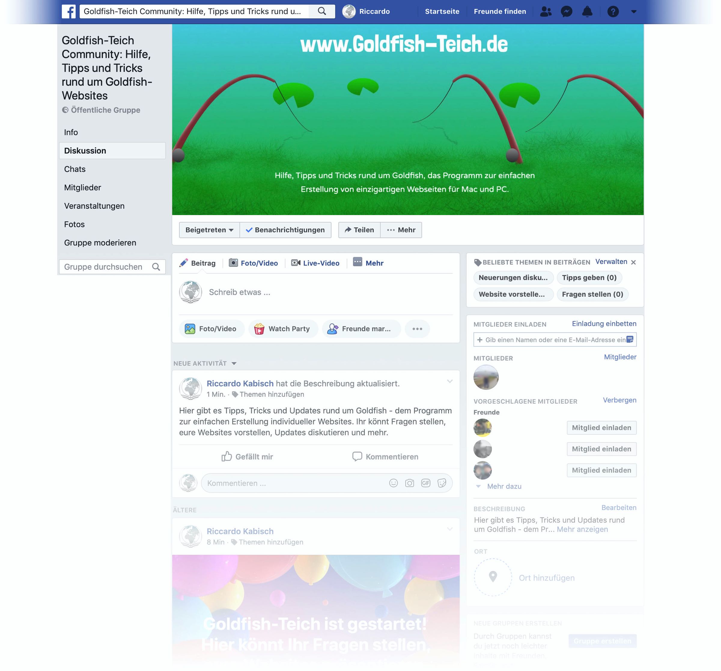 Goldfish Teich Facebook Gruppe