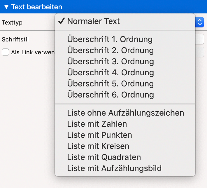 Überschrift in Goldfish-Websites auswählen